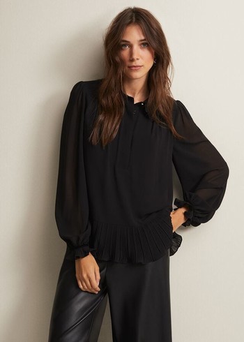 Phase Eight April Ruffle Shirts Black Canada | LQNUFK-207